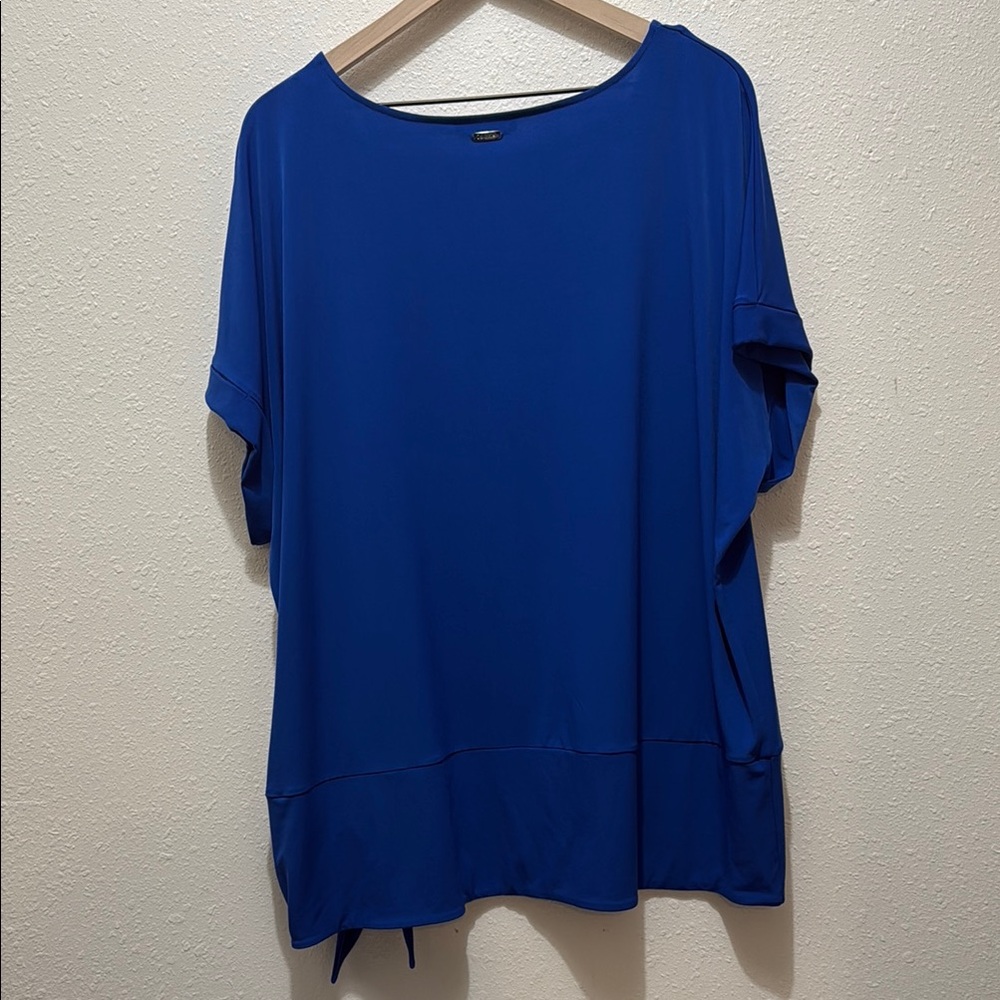 Calvin Klein Blue Women's Top with Side Knot, Size 1X - Picture 3 of 3
